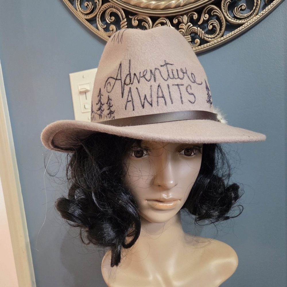 D&Y Wool Fedora Hat Hand Burned